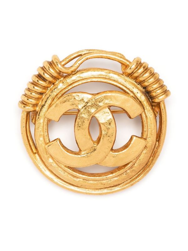 Chanel Gold Metal Imitation Pearl Strass Coco CC Logo Brooch 2023  Available For Immediate Sale At Sothebys