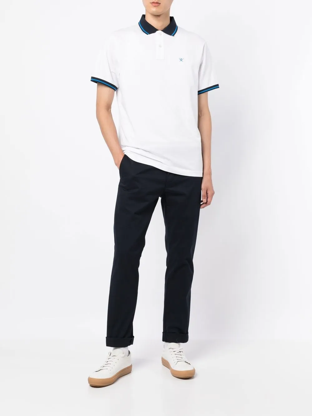 Hackett Poloshirt met contrasterende afwerking - Wit