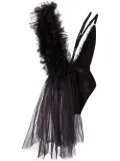 Alchemy x Lia Aram asymmetric tulle bodysuit - Black