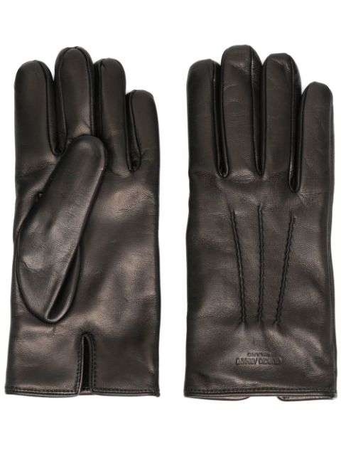 Giorgio Armani logo-stamped leather gloves