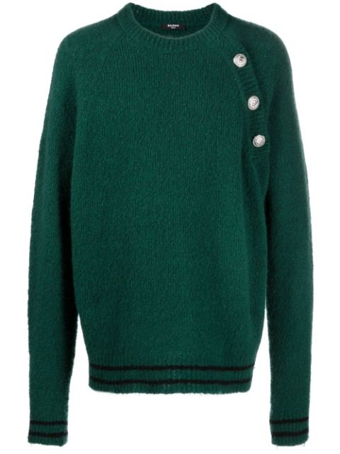 Balmain button-embossed knitted jumper Men