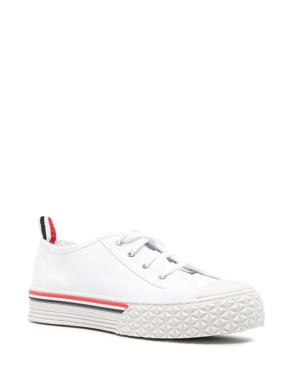 Shop Thom Browne Collegiate Low-top Sneakers In White