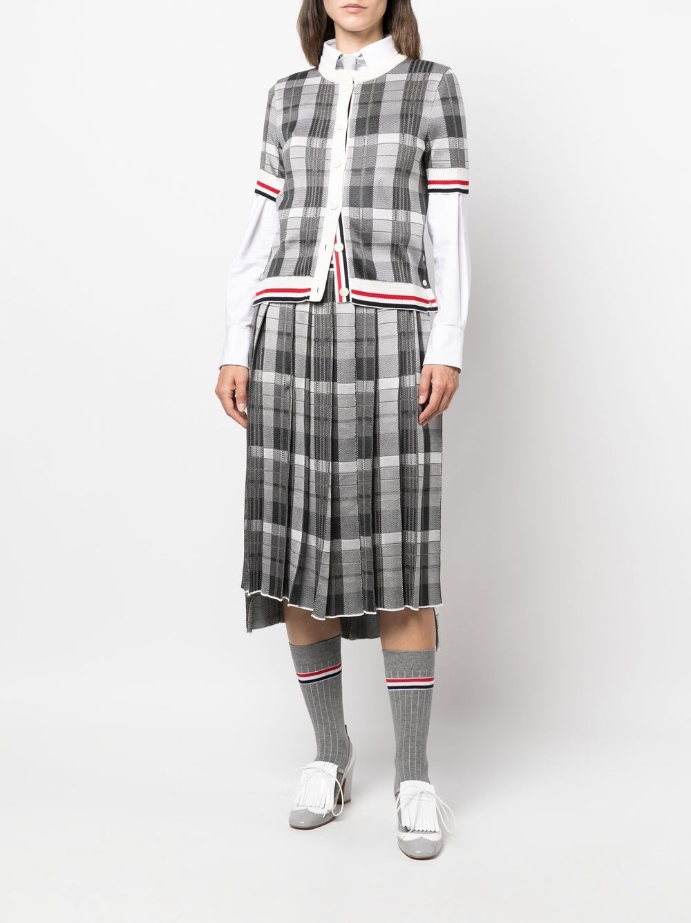 Thom Browne Geruite plooirok - Grijs