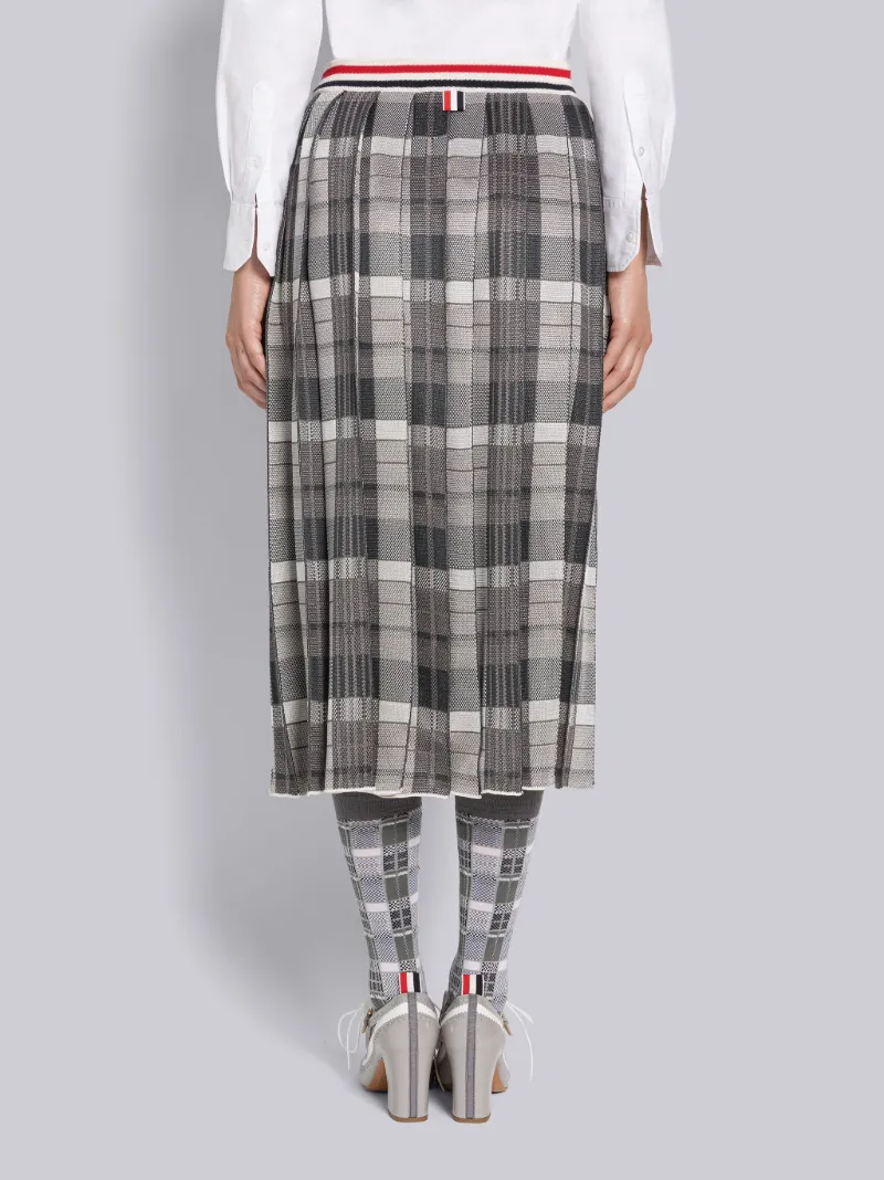 Silk Cotton Madras Below the Knee Pleated Skirt Thom Browne Official