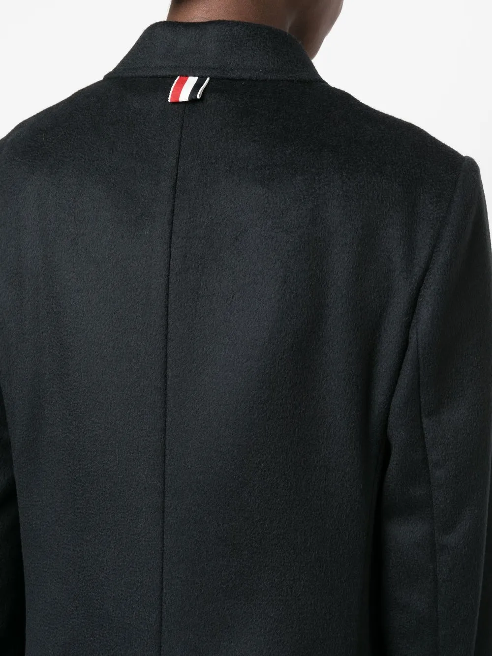 Thom Browne Wide-lapel Single-breasted Overcoat In Blue