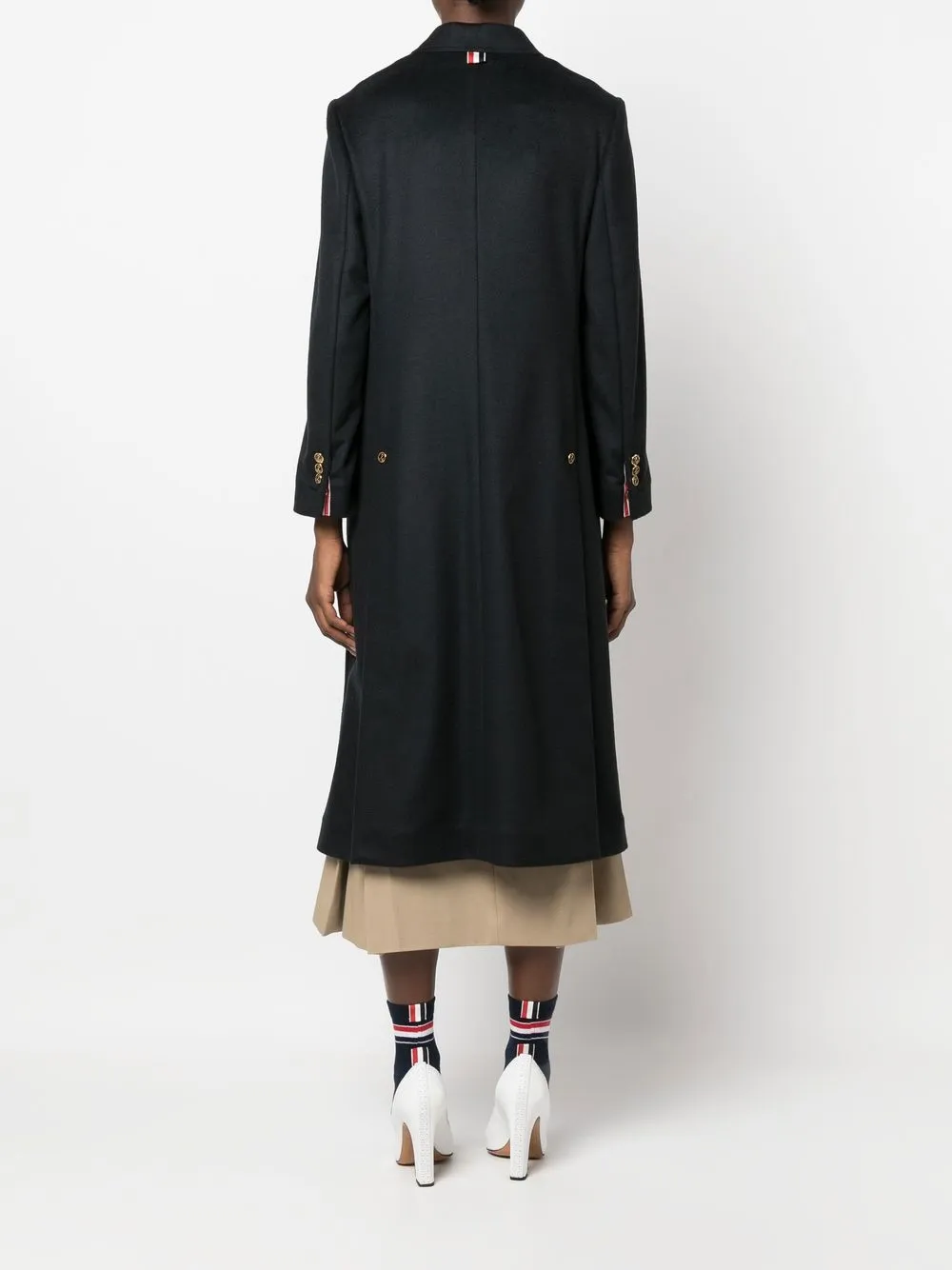 Thom Browne Wide-lapel Single-breasted Overcoat In Blue