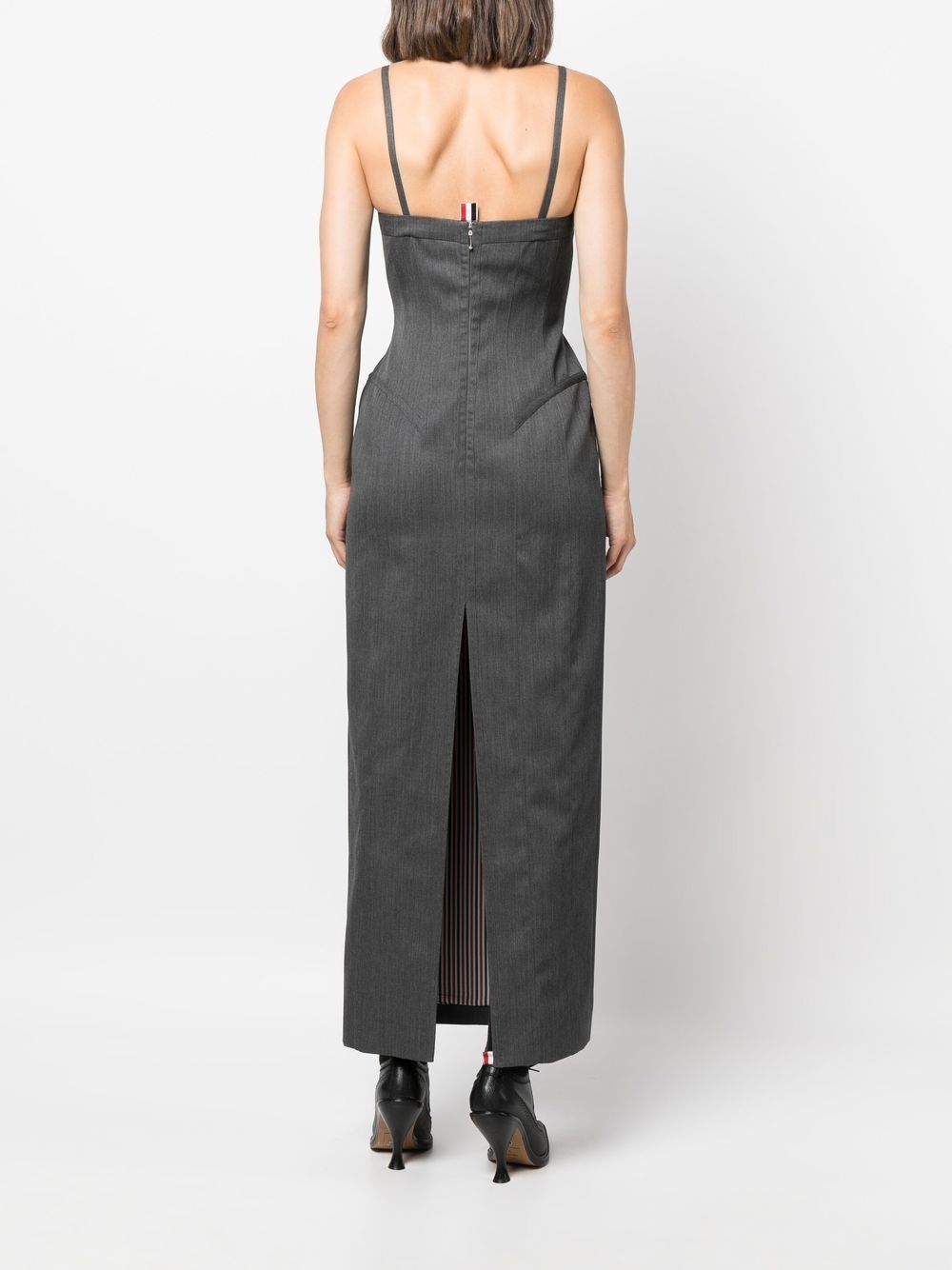 THOM BROWNE CORSET-STYLE WOOL PENCIL DRESS 