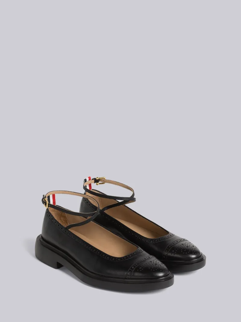 Vitello Calf Ankle Strap Court Shoe Thom Browne Official