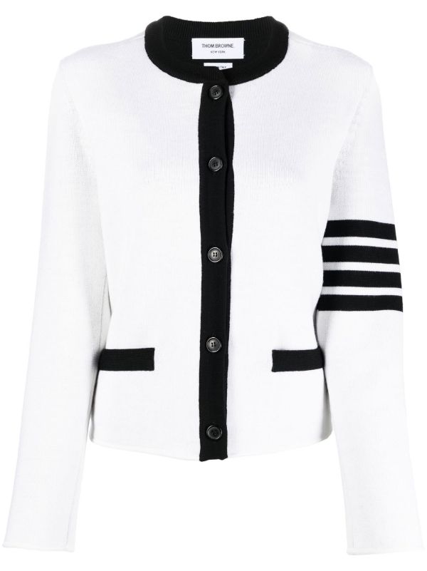 White cardigan with hot sale black stripes