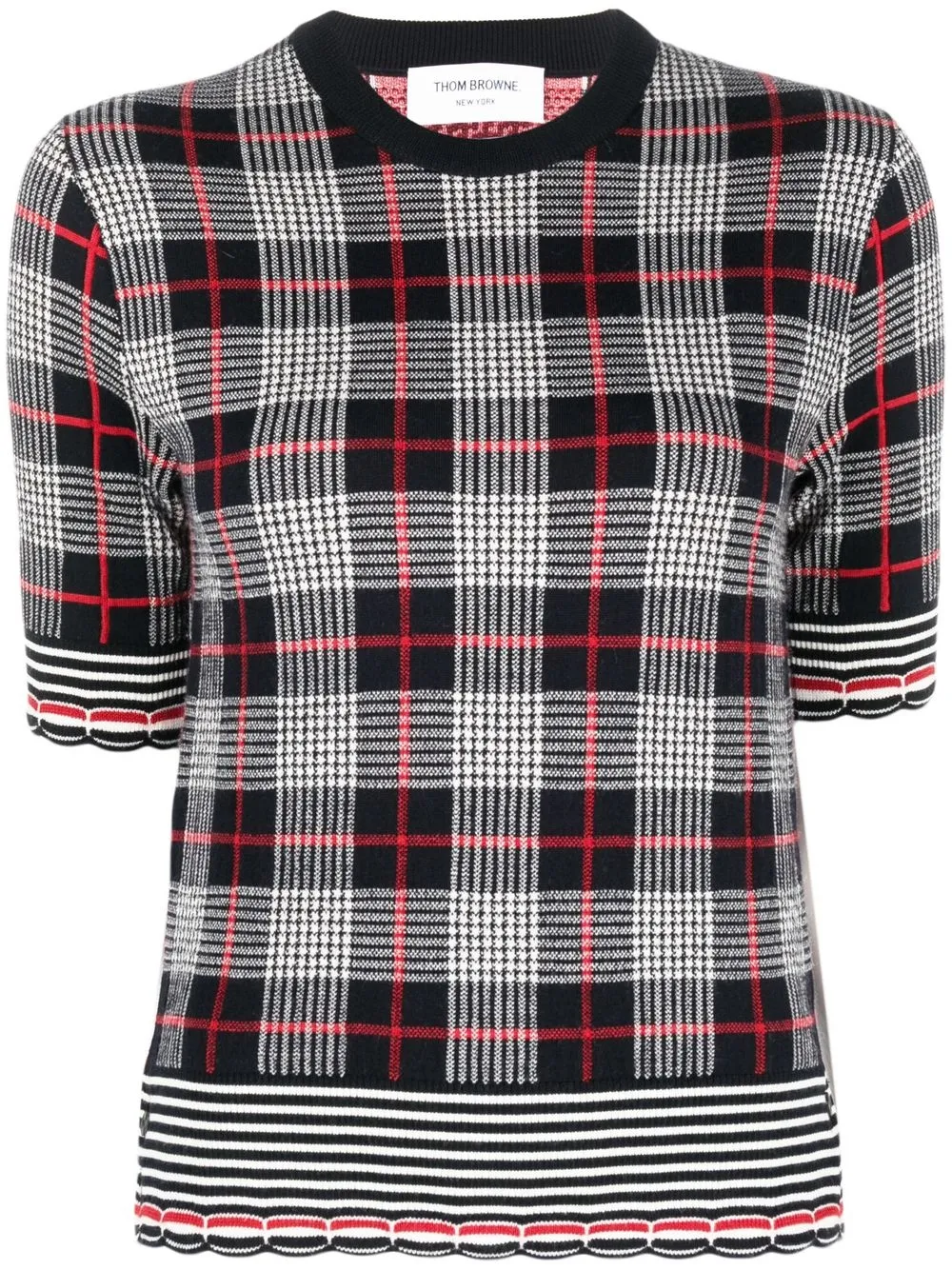 

Thom Browne check-pattern knit top - Blue