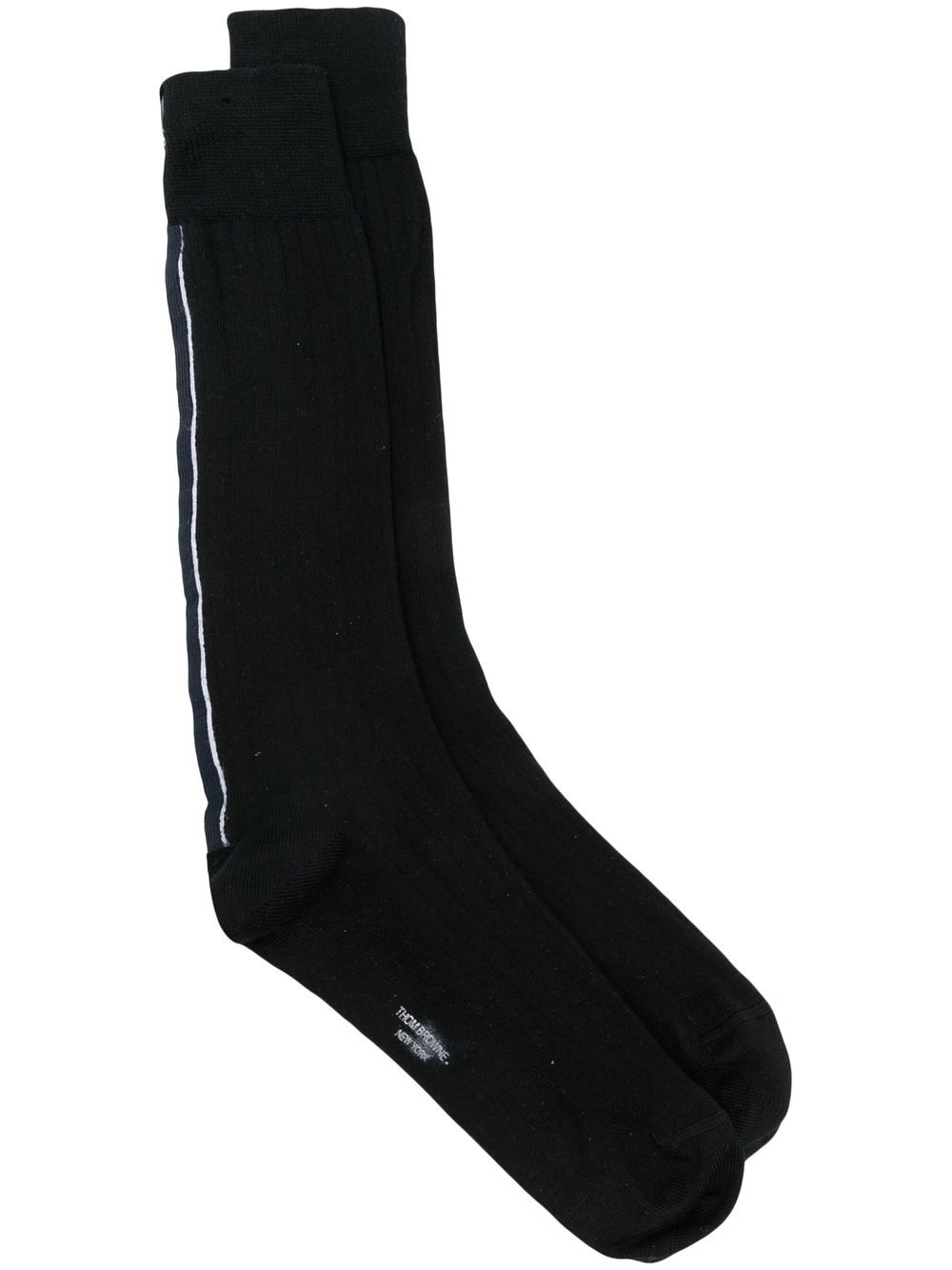 Thom Browne Rwb Stripe Mid-calf Socks In Black