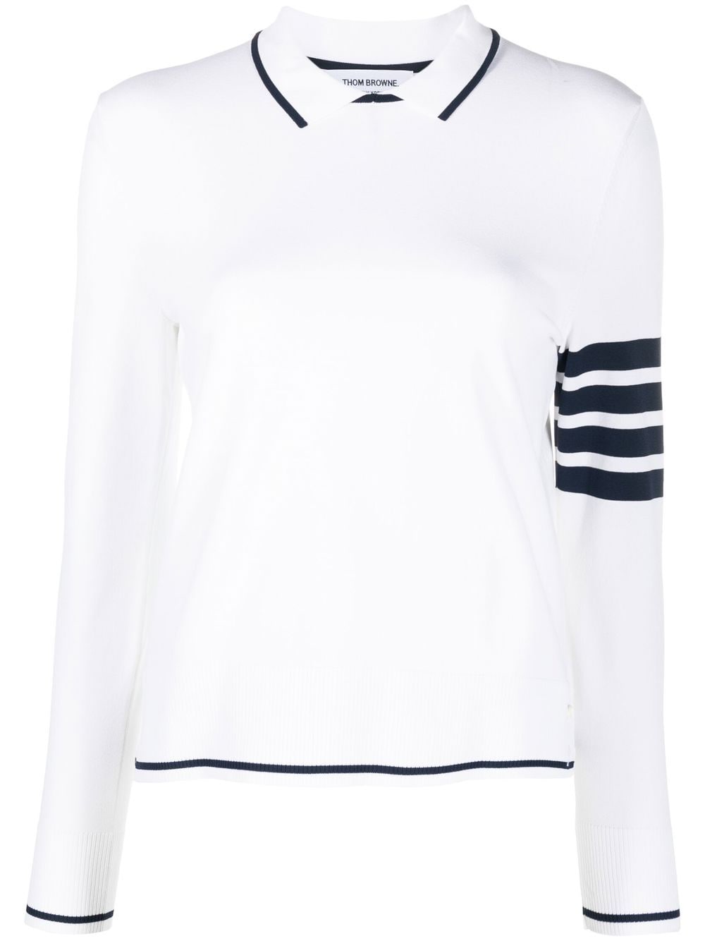 Shop Thom Browne 4-bar Striped Knitted Jumper In White