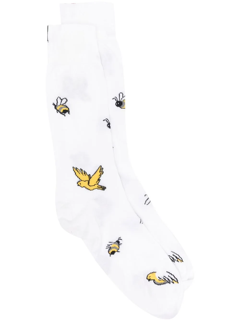 Thom Browne Birds And Bees intarsia mid-calf socks | White | Image 1