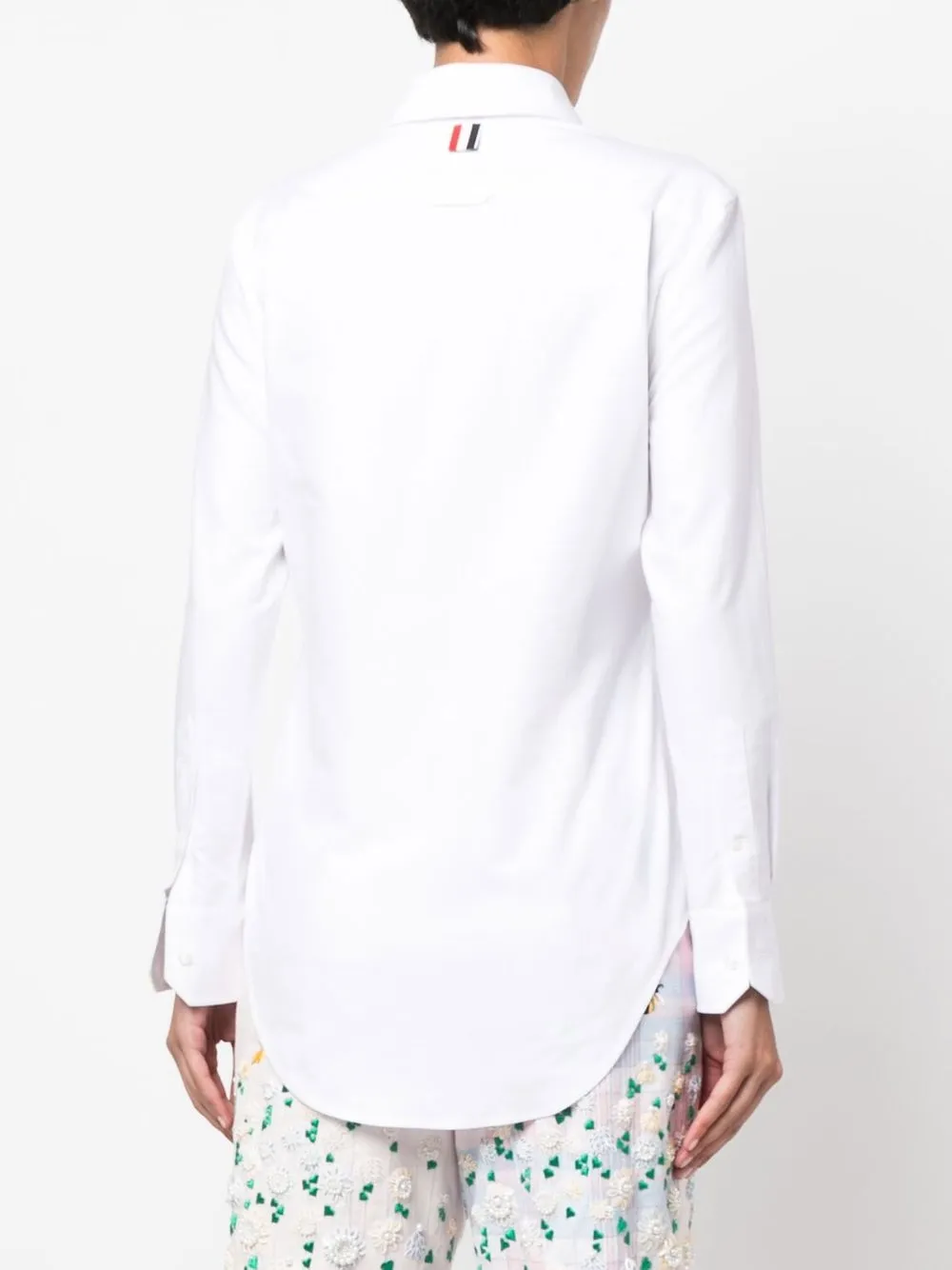 Shop Thom Browne Embroidered Long-sleeve Shirt In White