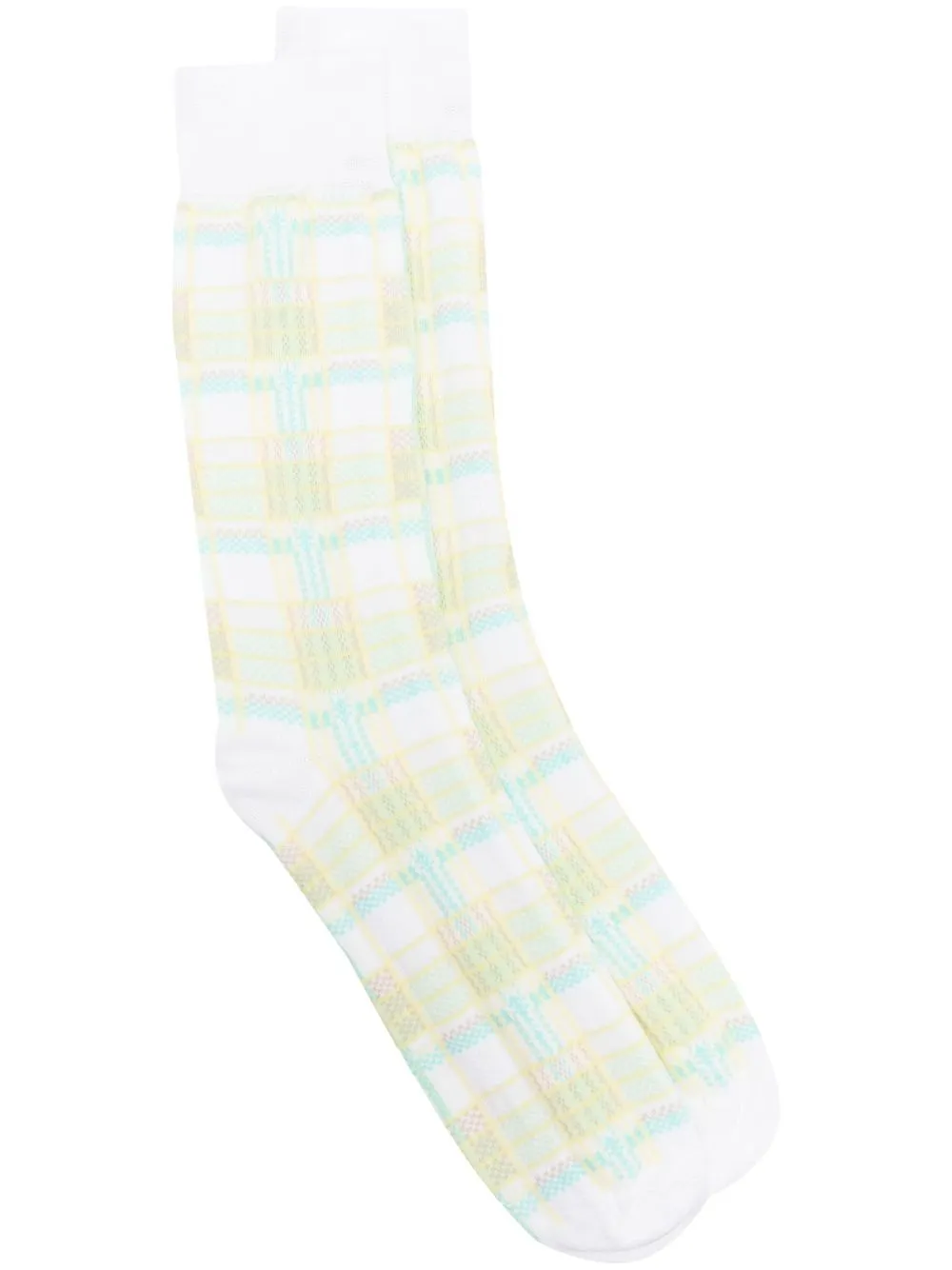 Thom Browne checked jacquard mid-calf socks | White | Image 1