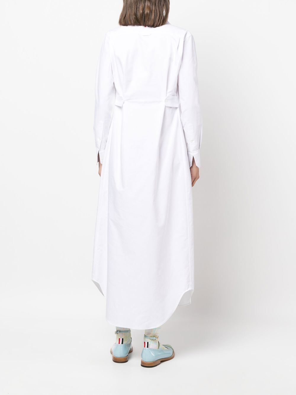 Shop Thom Browne Tab-detail Shirt Dress In White