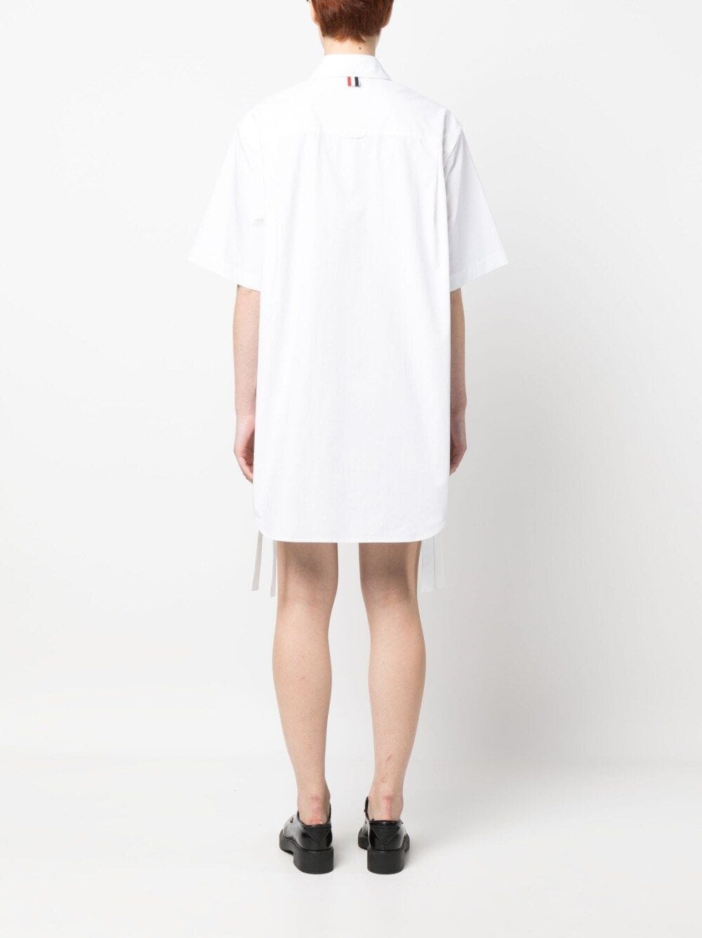 Shop Thom Browne Heavy Poplin Gathered Shirt Minidress In White