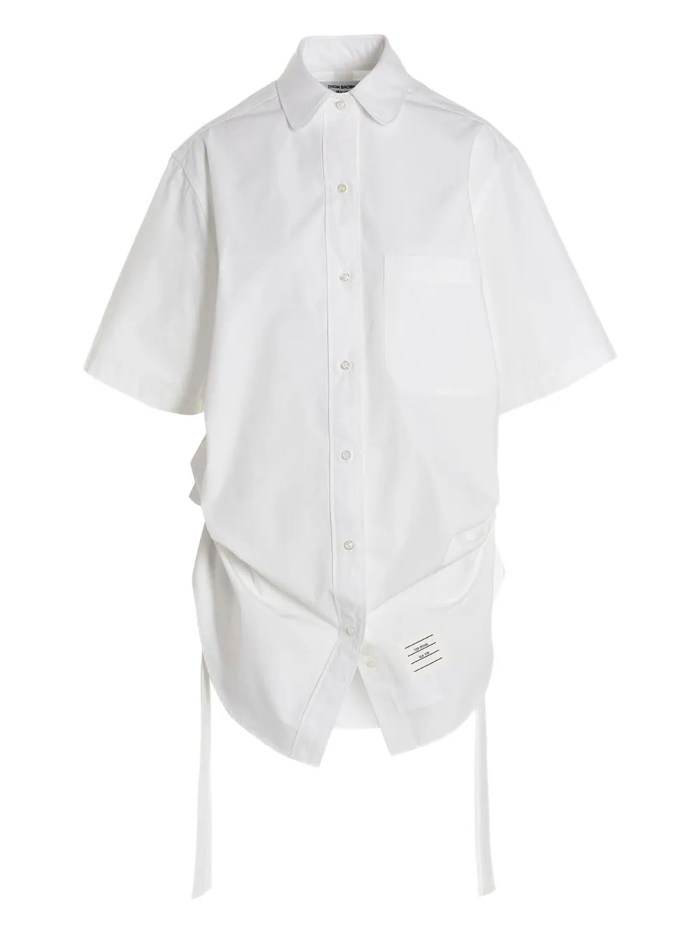 Thom Browne Heavy Poplin gathered shirt minidress | White | Image 1
