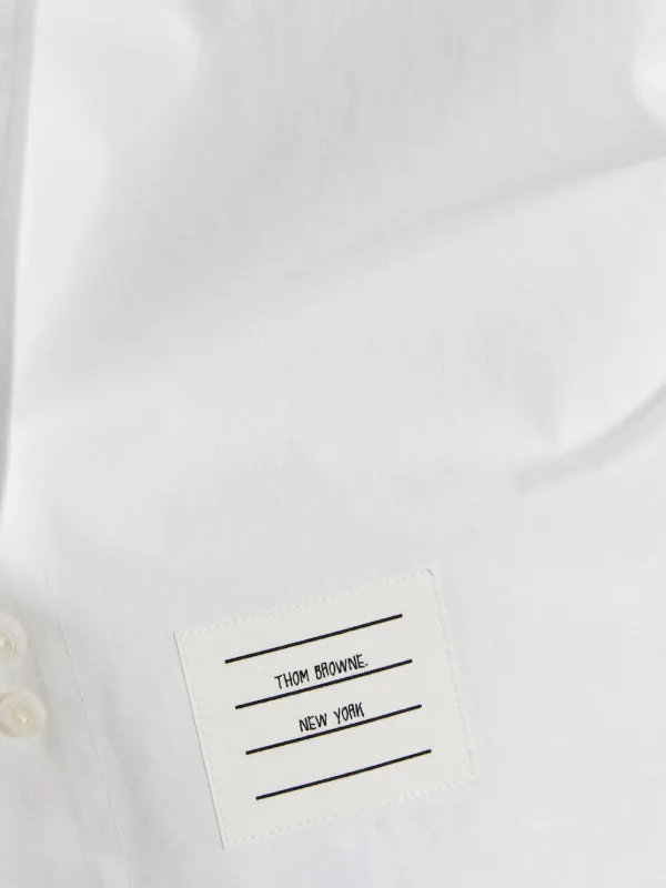 Thom Browne Heavy Poplin Gathered Shirt Minidress | White