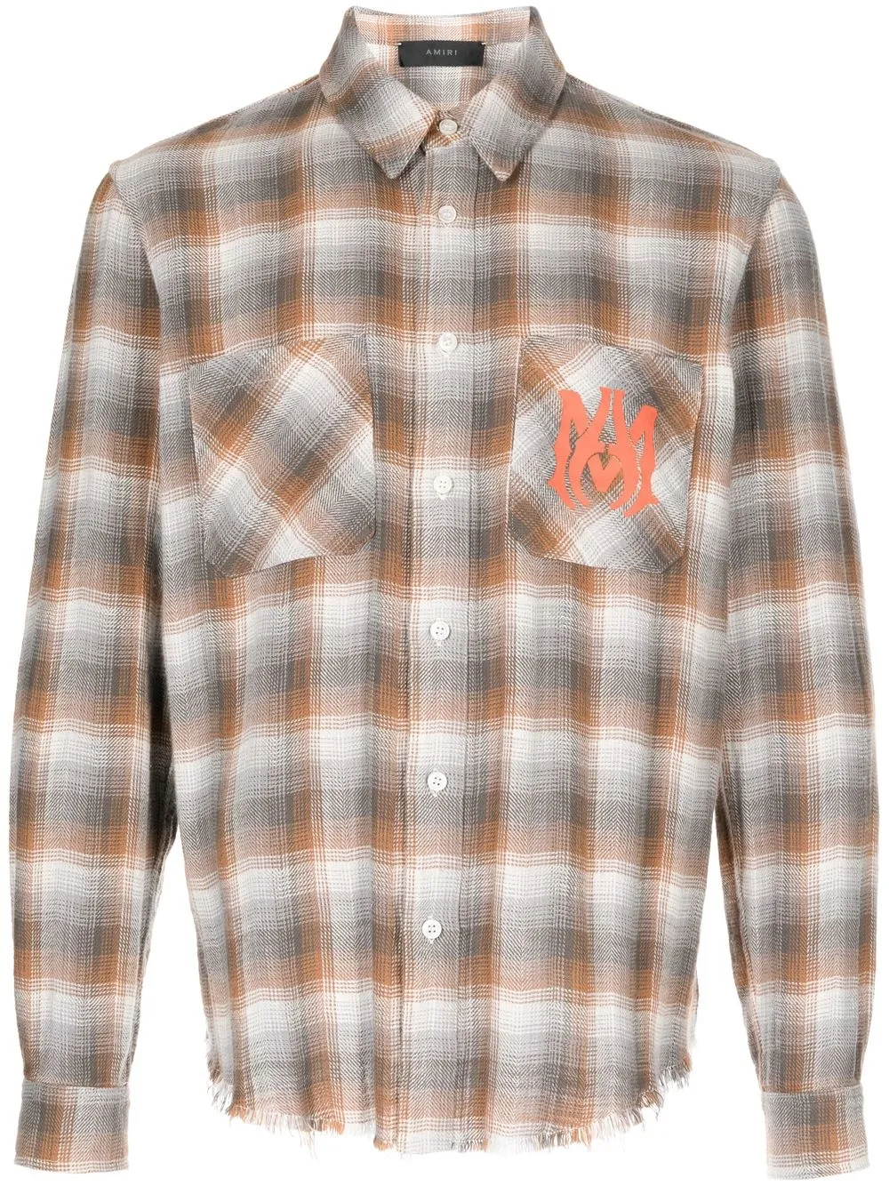 

AMIRI logo-print checked shirt - Brown