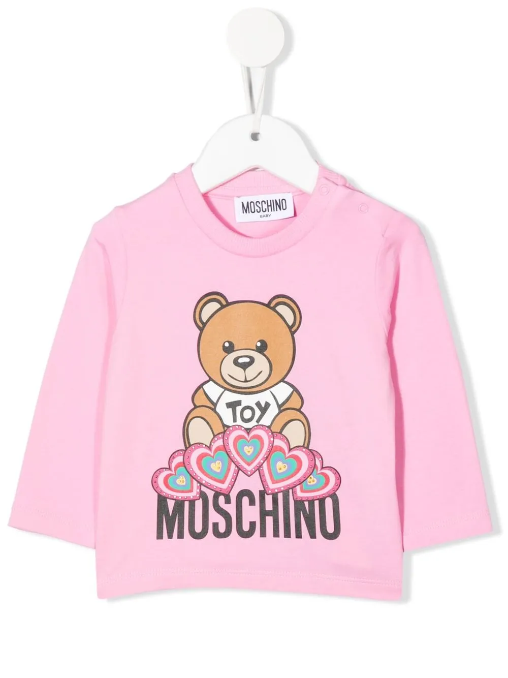 

Moschino Kids long-sleeve logo-print T-shirt - Pink