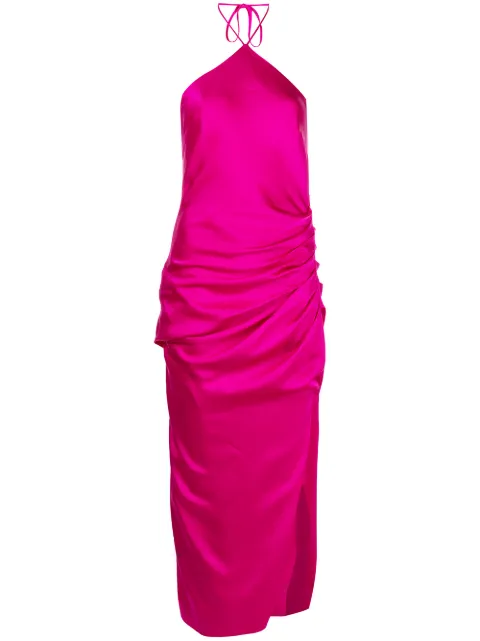Simkhai Draped-Front embellished midi dress