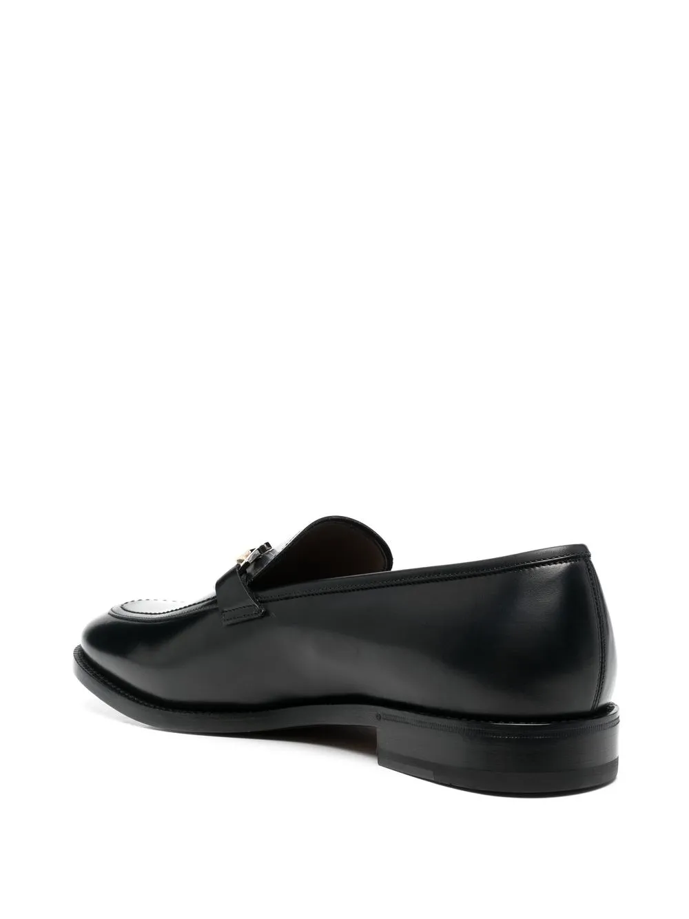 Ferragamo Gancini-buckle Leather Loafers In Schwarz