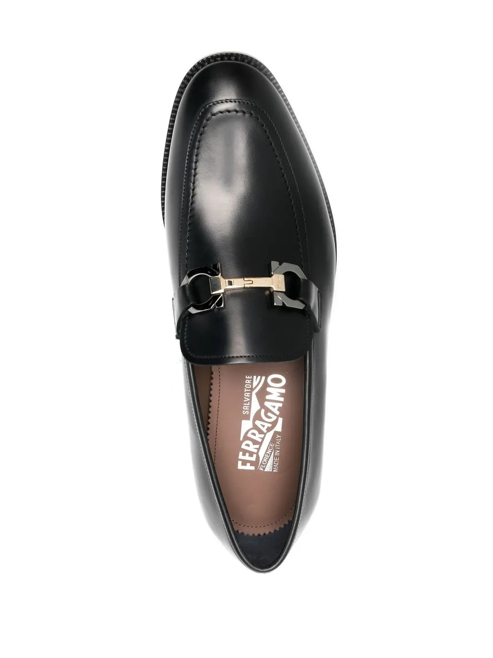 Ferragamo Gancini-buckle Leather Loafers In Schwarz