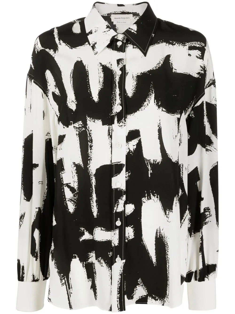 

Alexander McQueen camisa de popelina con estampado de grafiti - Negro