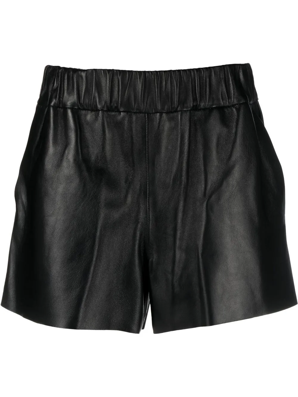 

RED Valentino elasticated waist leather mini shorts - Black