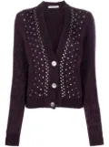 Alessandra Rich crystal-embellished knitted cardigan - Purple