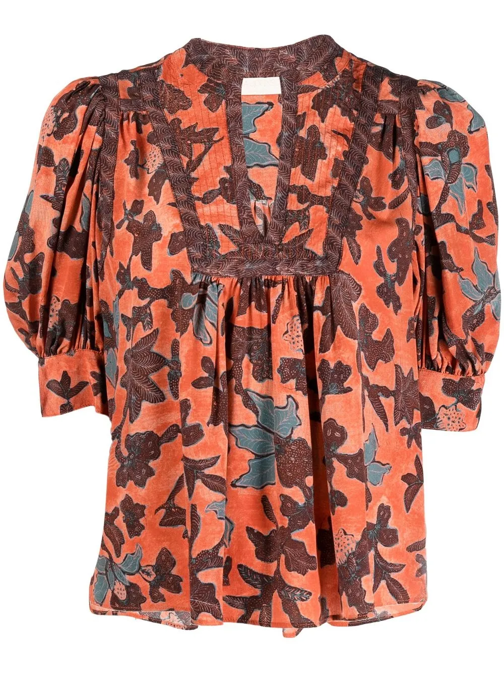 

Ulla Johnson blusa con hojas estampadas - Naranja