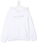 Balmain Kids gem-logo pullover hoodie - White