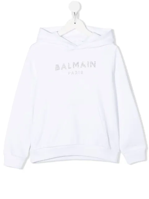 Balmain Kids gem-logo pullover hoodie