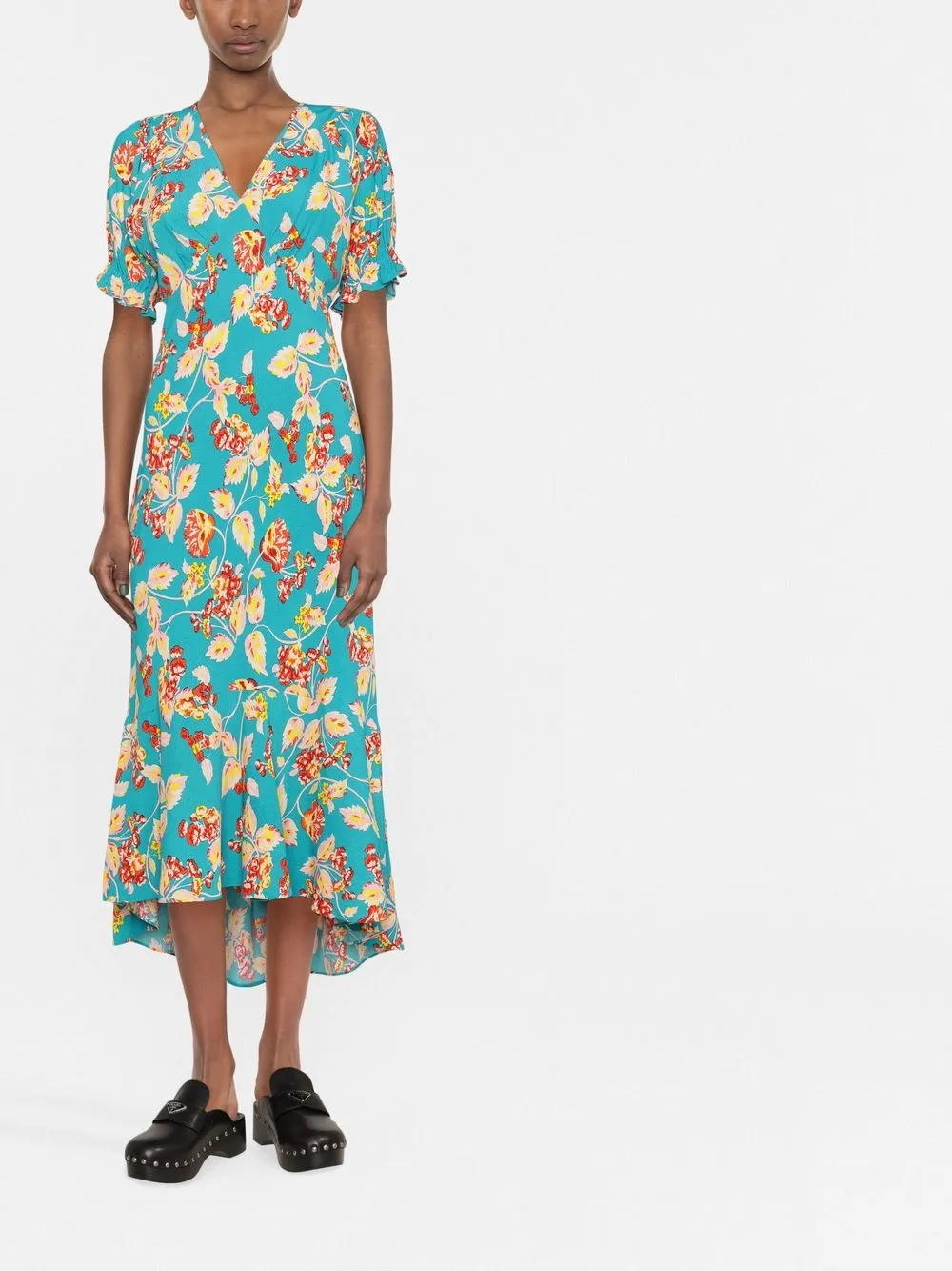 DVF Diane von Furstenberg Jurk met bloemenprint - Blauw