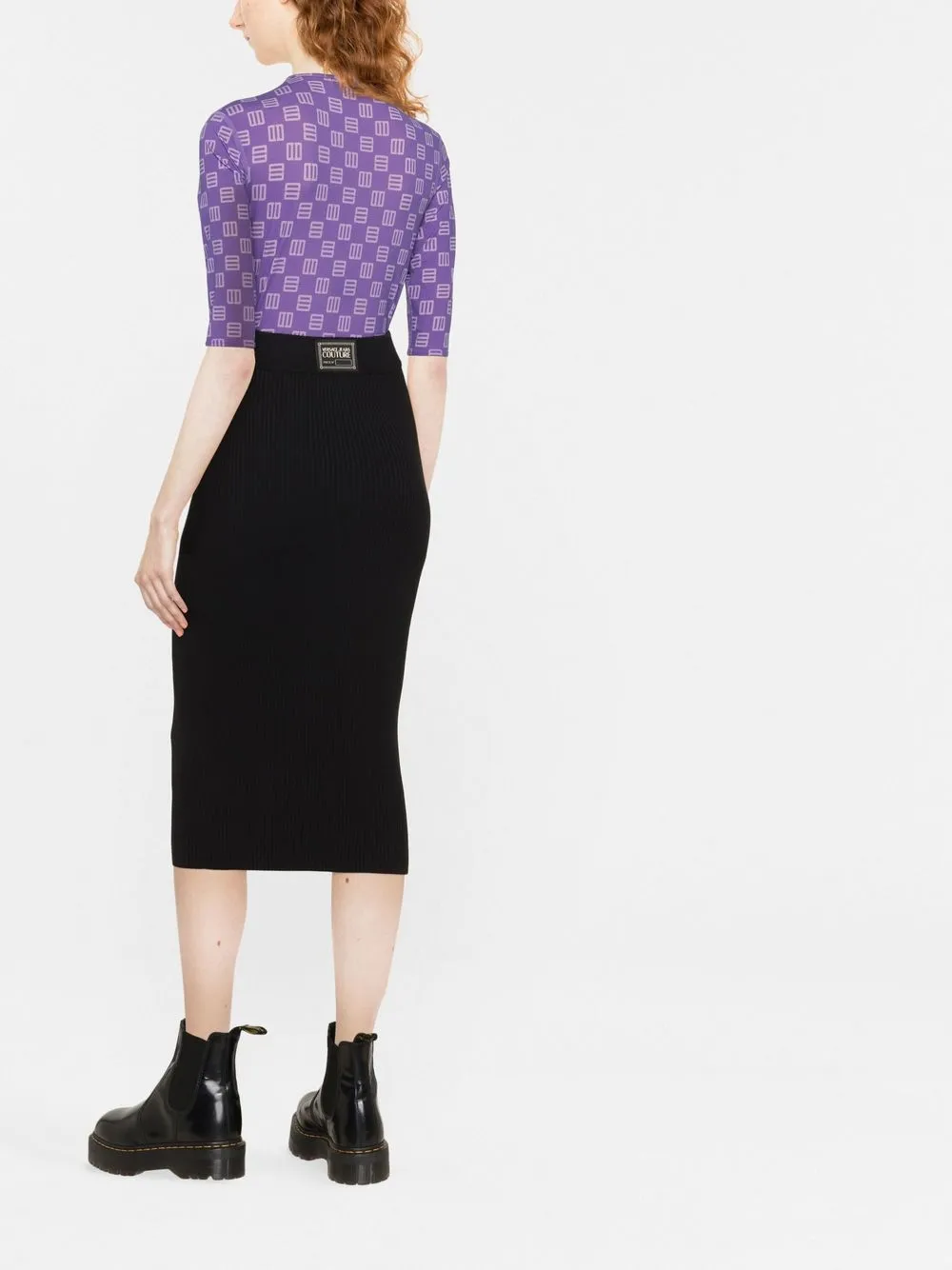 Versace Jeans Couture Midi Skirt With With With Womens Versace 73haem29-cm01g Logo In Schwarz