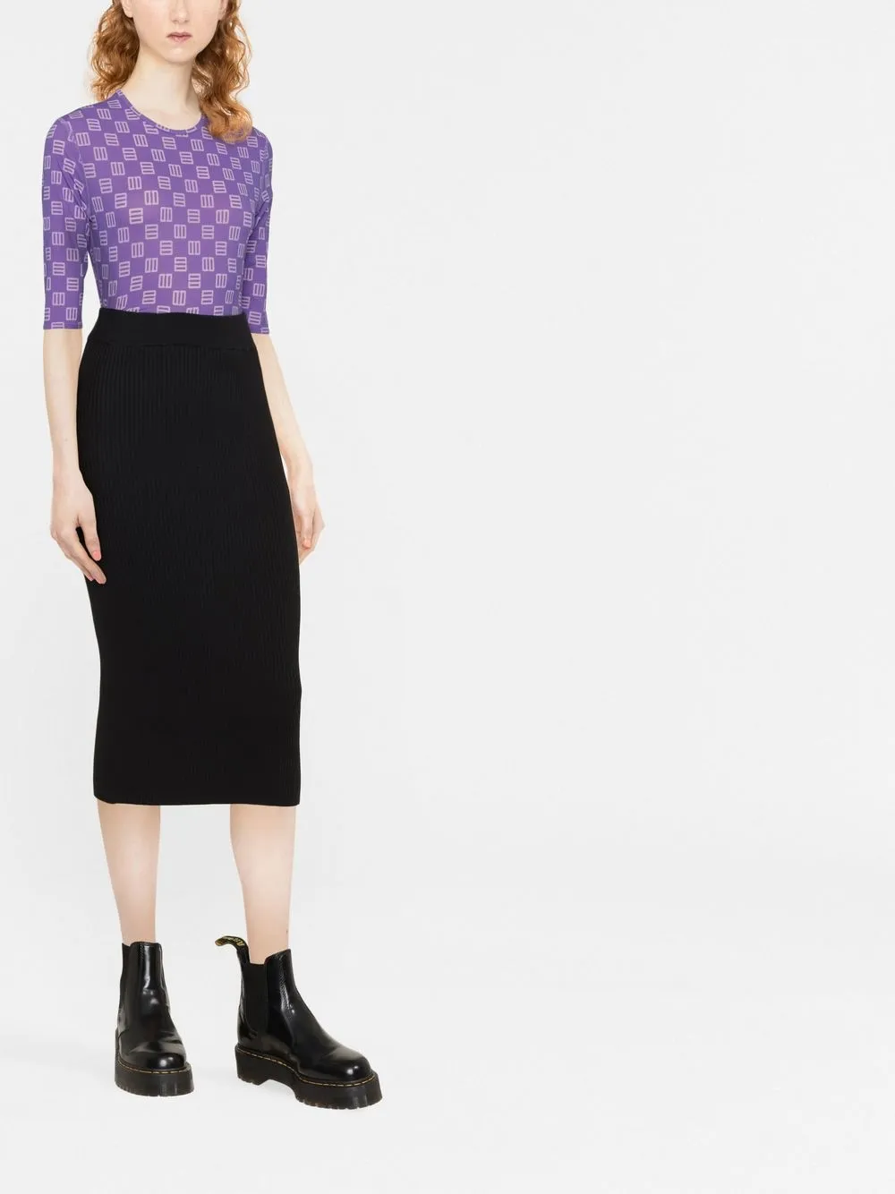 Versace Jeans Couture Midi Skirt With With With Womens Versace 73haem29-cm01g Logo In Schwarz