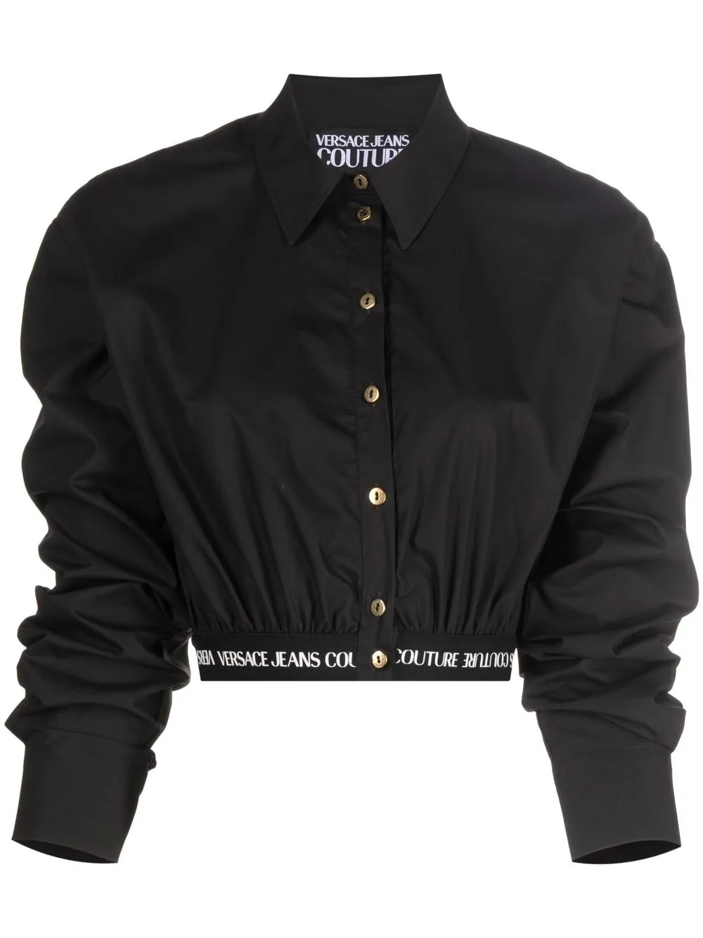 

Versace Jeans Couture logo embroidered cropped shirt - Black