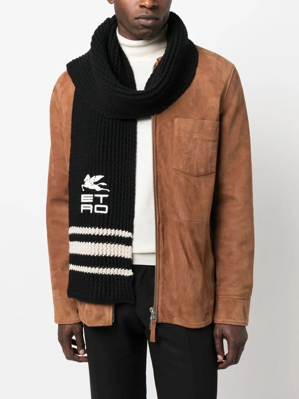 ETRO Sjaal met geborduurd logo - Zwart