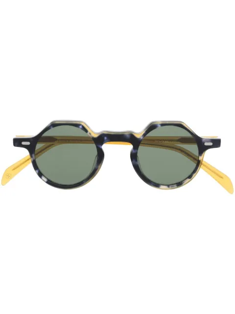 Lesca tortoise round-frame sunglasses