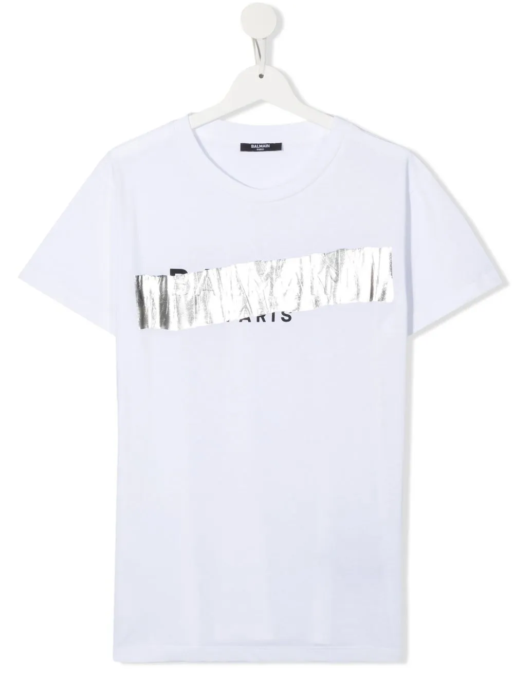 

Balmain Kids playera con logo metalizado - Blanco