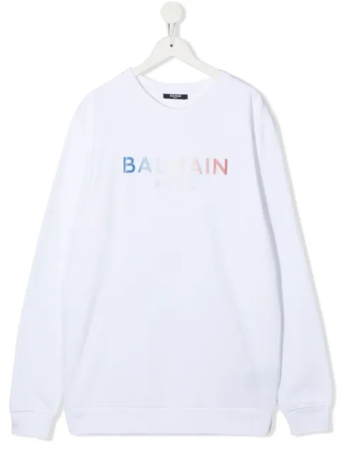Balmain Kids TEEN logo-print crew neck sweatshirt