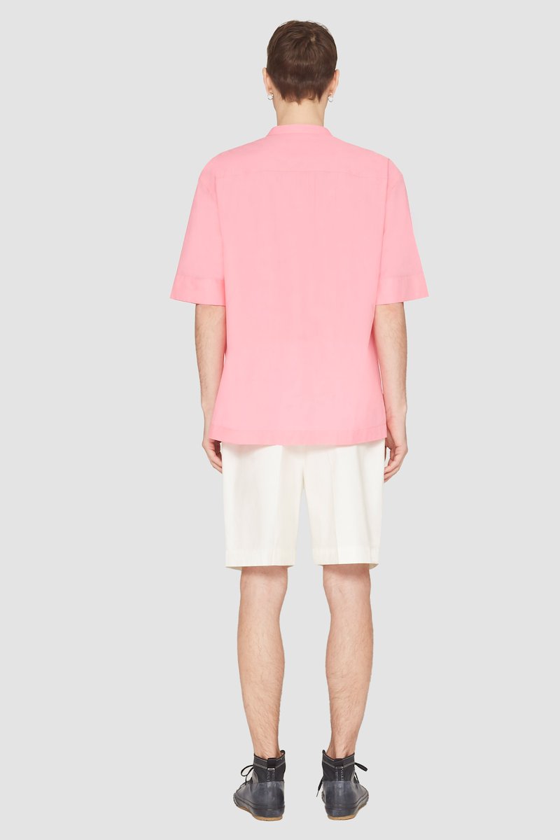 Short Sleeve Zip-Front Sheer Shirt-pink #1 Short Sleeve Zip-Front Sheer Shirt, null- 3