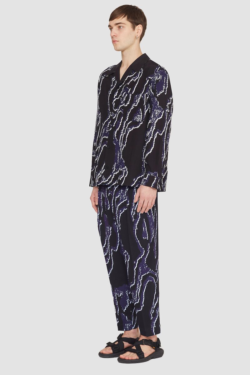 Printed Single Pleat Tapered Trouser-black #0 Printed Single Pleat Tapered Trouser, null- 2
