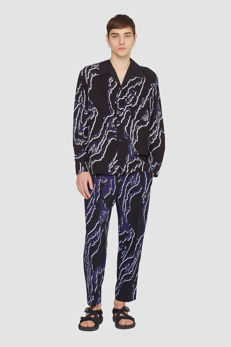 Printed Single Pleat Tapered Trouser-black #0 Printed Single Pleat Tapered Trouser, null- 0