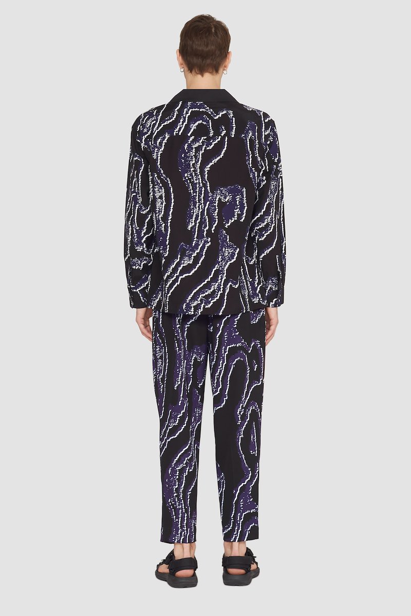 Printed Single Pleat Tapered Trouser-black #1 Printed Single Pleat Tapered Trouser, null- 3