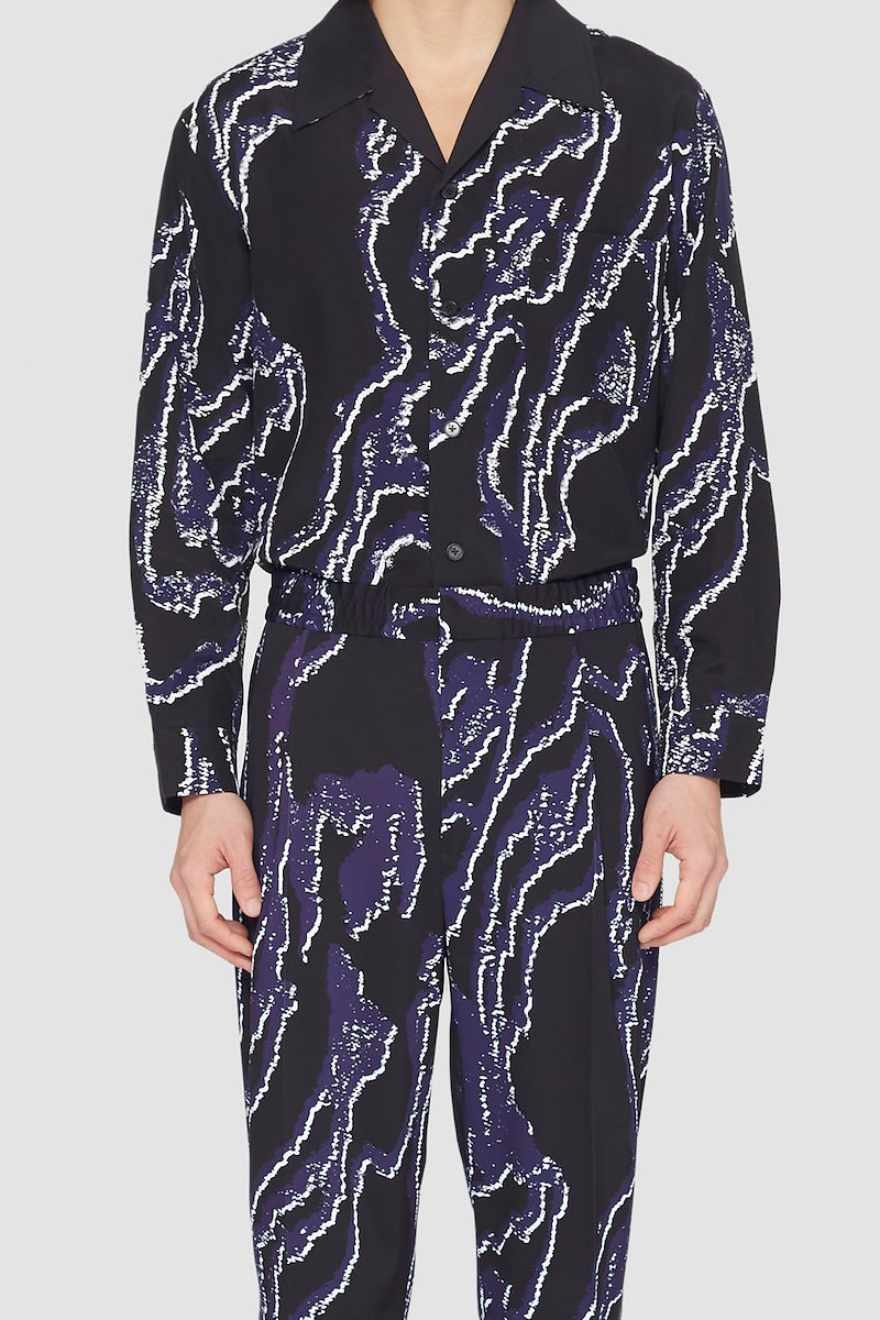 Printed Single Pleat Tapered Trouser-black #0 Printed Single Pleat Tapered Trouser, null- 4