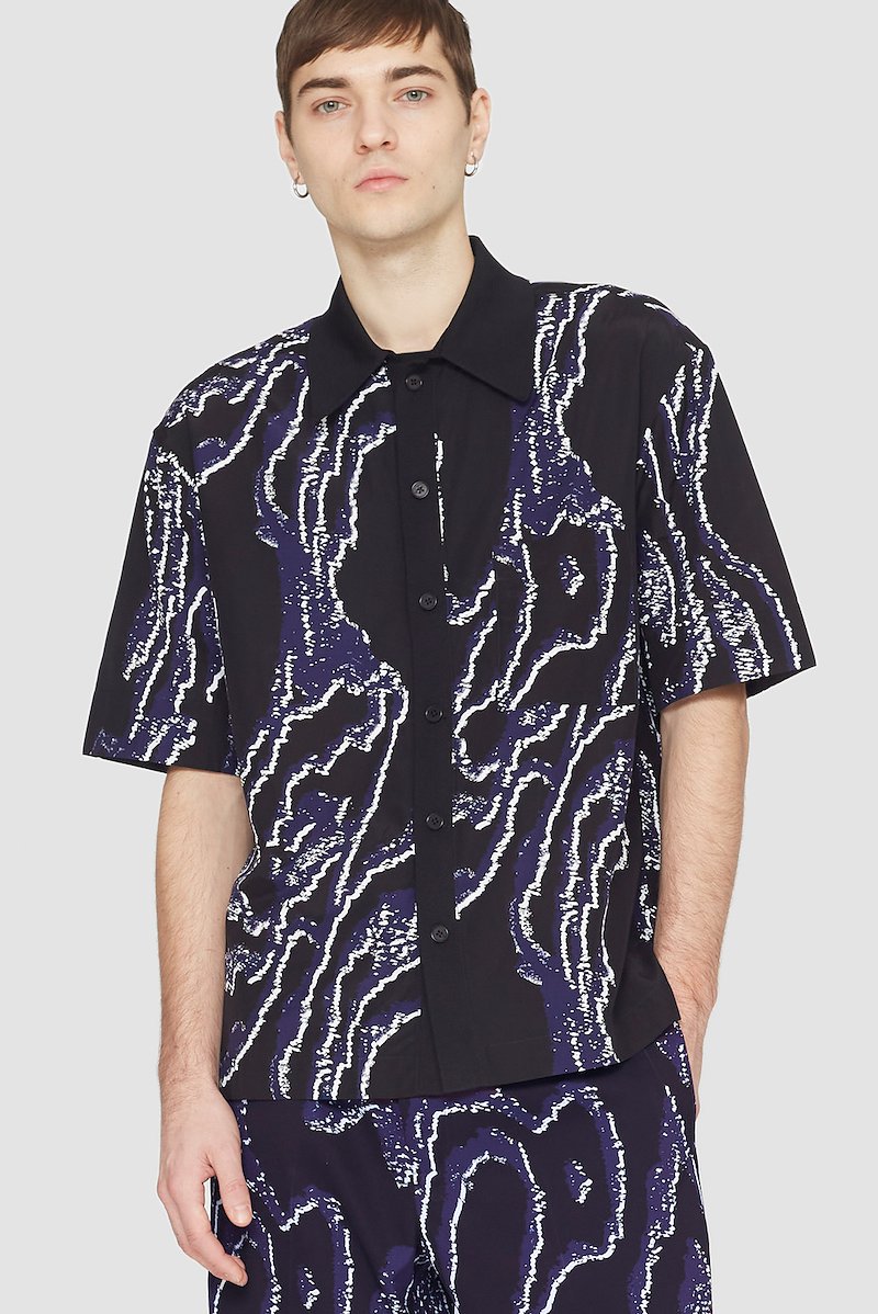 Short Sleeve Printed Bowling Shirt-black #0 Short Sleeve Printed Bowling Shirt, null- 4