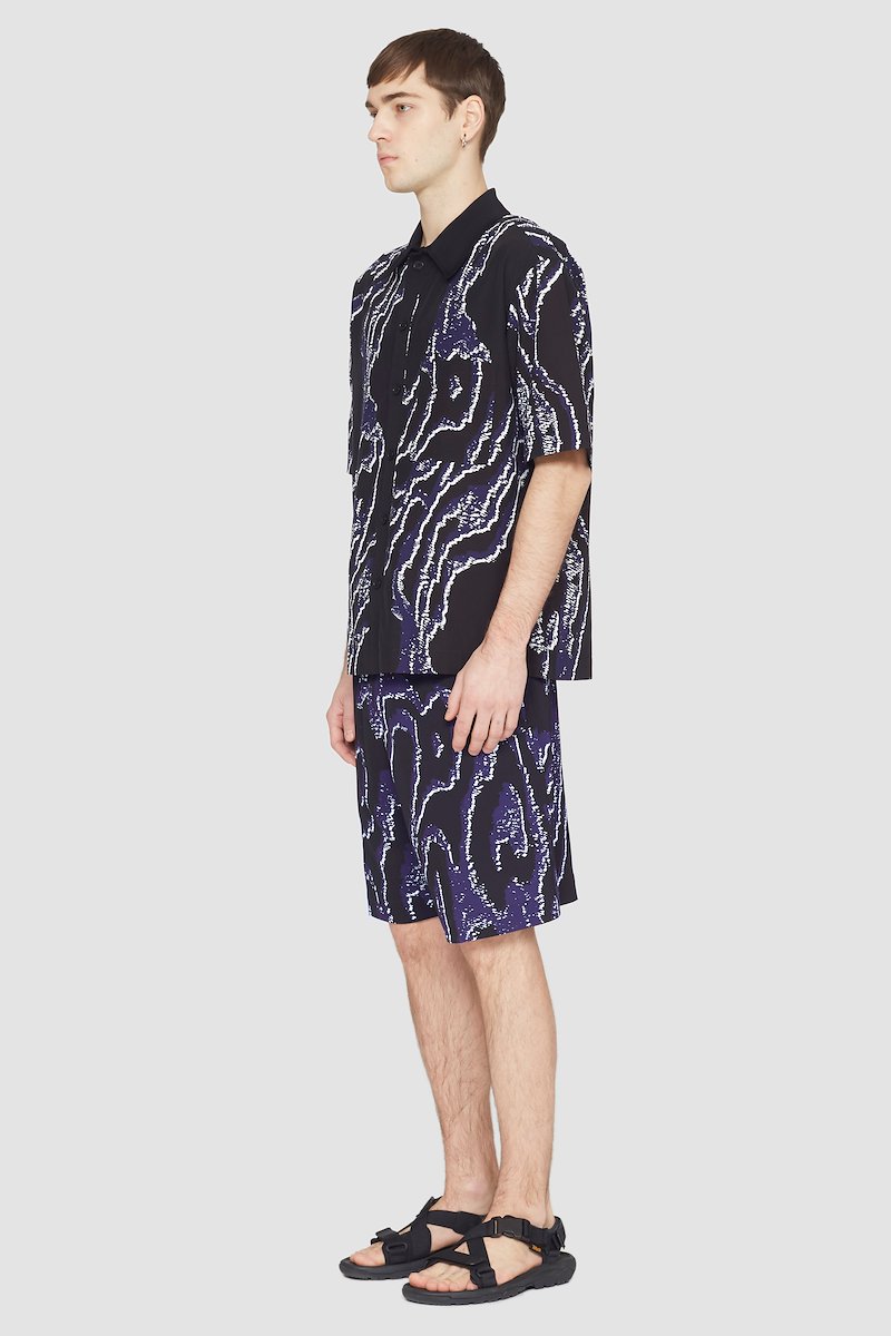 Short Sleeve Printed Bowling Shirt-black #0 Short Sleeve Printed Bowling Shirt, null- 2
