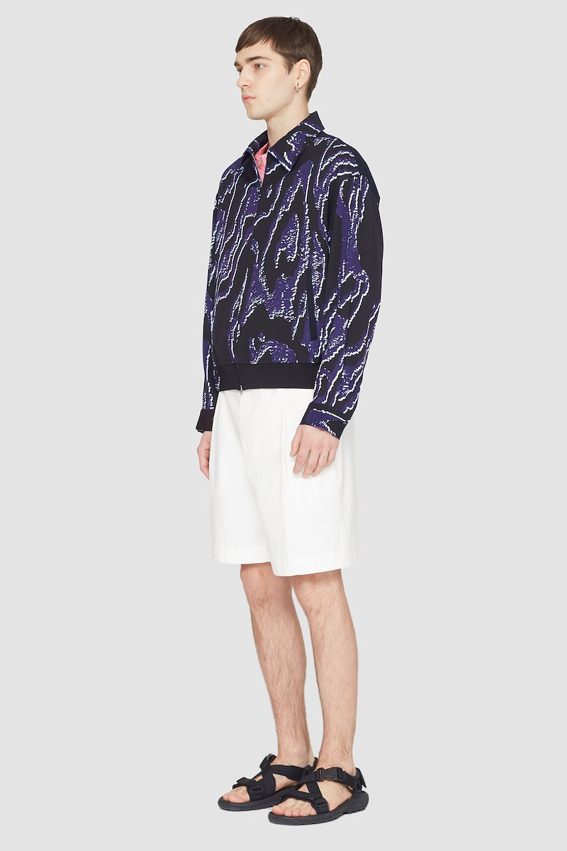 Printed Zip-Front Bowler Jacket-black #0 Printed Zip-Front Bowler Jacket, null- 2